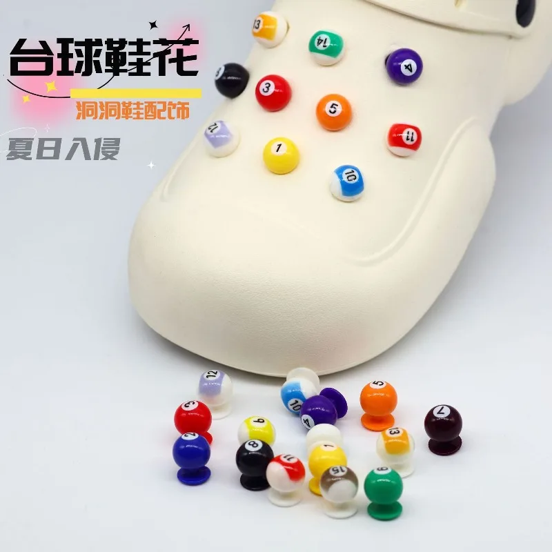 15pcs/Set Hot Sale DIY Hole Shoes Charms For Creative 3D Billiards Buckle Charms Designer Quality Garden Shoe Decoration Gift