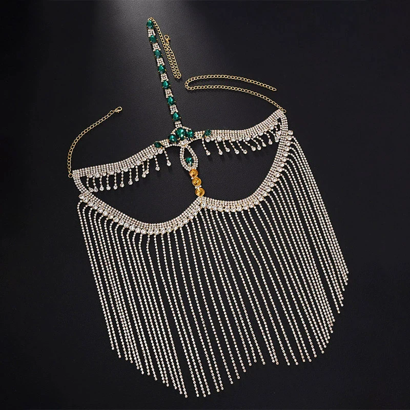 New Tassel Mask For Women Exaggerated Unique European American Halloween Party Masquerade Ball Water Diamond Mask Face Cover