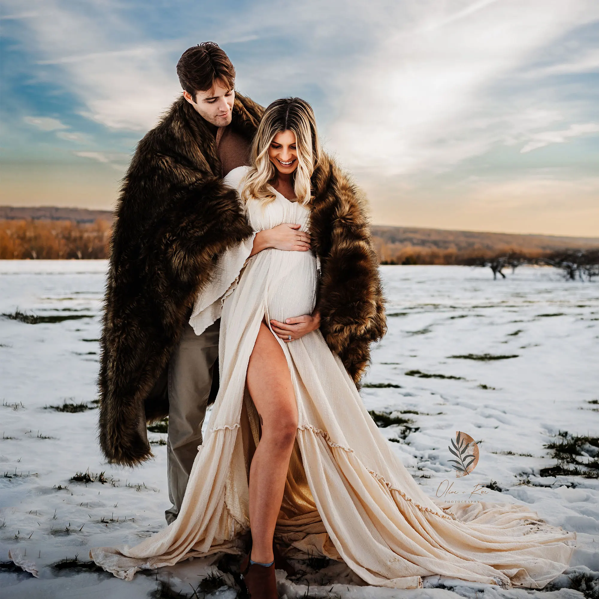 Don&Judy コットンマタニティドレス写真撮影用フロントスリットロングドレス妊婦用ベビーシャワー結婚式ビーチ写真撮影用ガウン