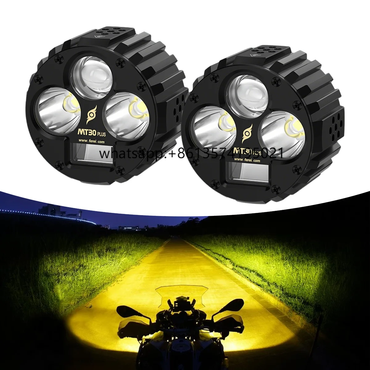 

Ferei MT30 Motorcycle Light Ultra-Strong Bright LED Auxiliary Spotlight with 770 Meter Range Fog Lights for /Gold Wing /