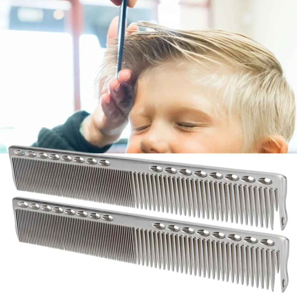 

2pcs Professional Stainless Steel Haircut Comb Aluminum Wide and Fine Teeth Styling Comb 20cm Length Multiple Colour