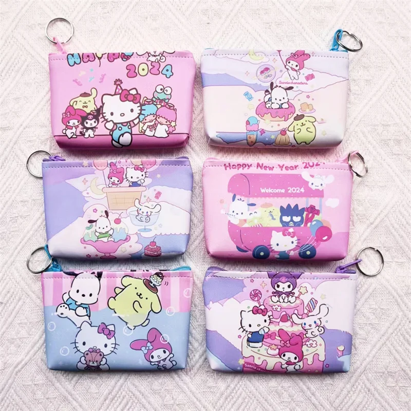 24 pcs/lot Sanrio Kawaii Animal Pencil Case Cute Pencil Box Coin Purse Stationery Pen Bag School Supplies