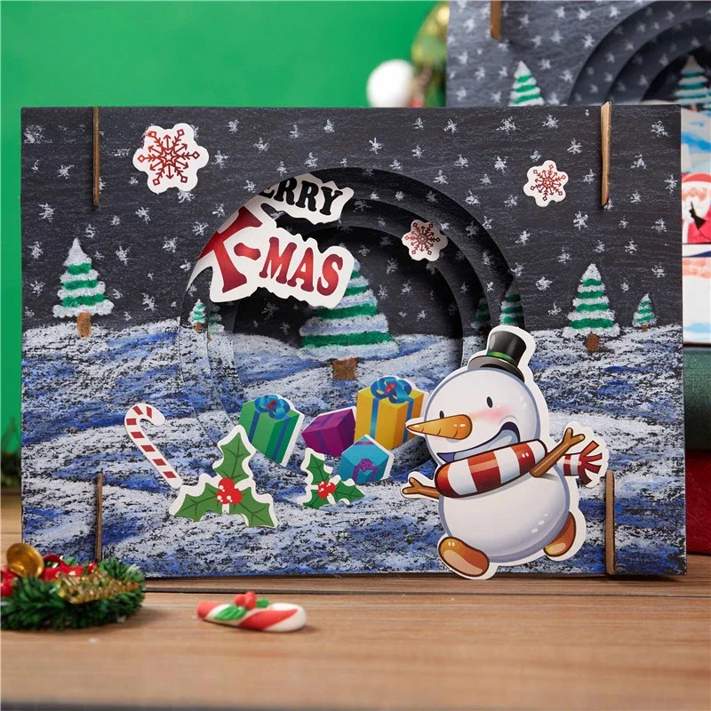 Children DIY Craft Toys 3D Kids Craft Xmas Drawing Painting Kit Educational Toys New Year Decoration Ornament Gifts