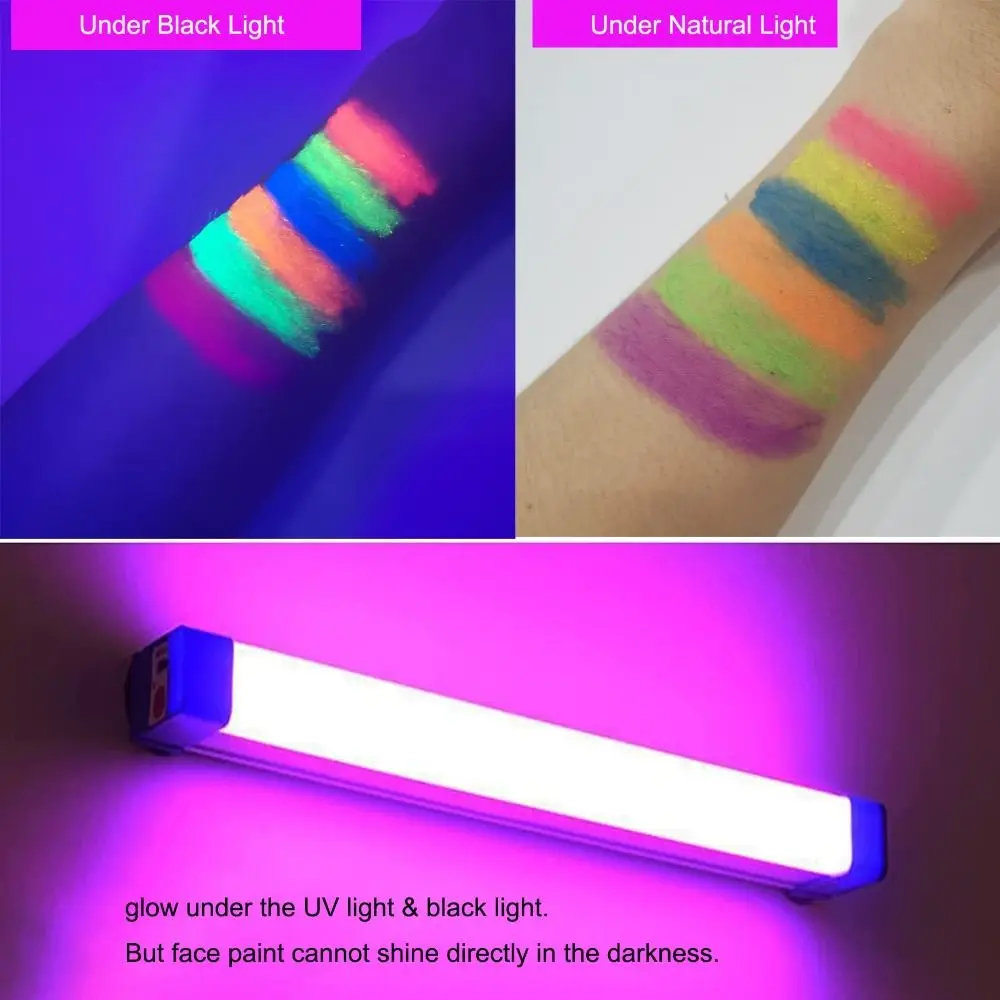 Neon Glow Face Paint pastelli fluorescente creatività Party Stage Makeup Stick facile da pulire pastelli lavabili Non tossici