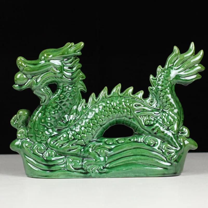 Ceramic Dragon Decorations, Tang Sancai Home Decorations, Zodiac Dragon Handicrafts, Green Dragon Living Room Decorations