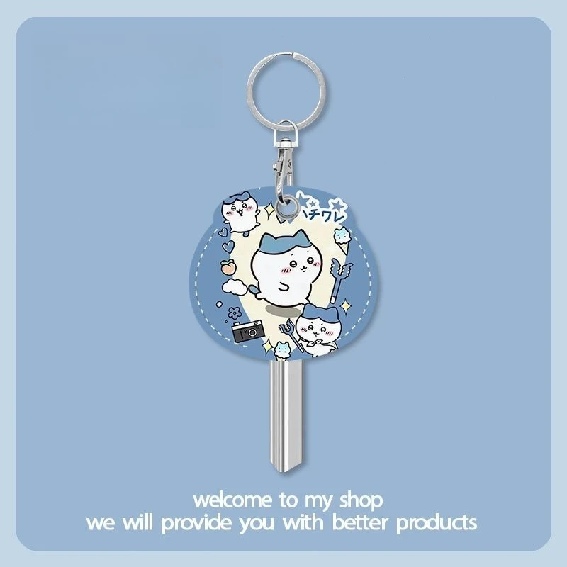 Chiikawa Cute Cartoon Hachiware Key Protection Suite Door Lock Key Set Home Dormitory Key Handle Keychain Storage Card Set Gift view 3