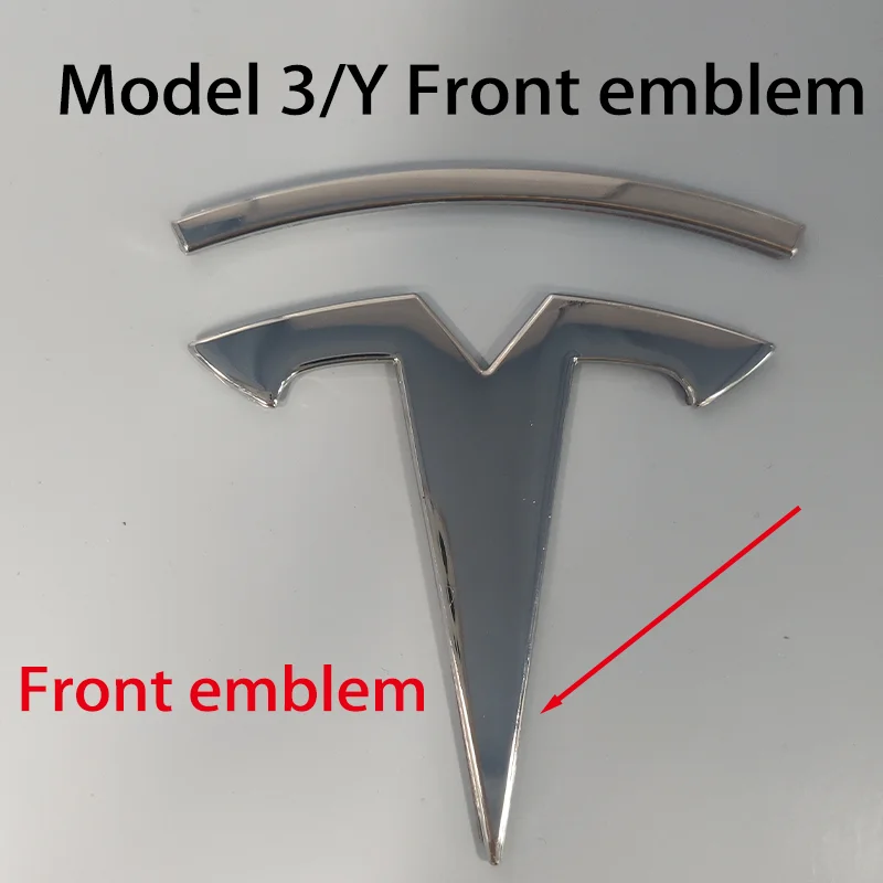 Tesla Auto Voorembleem Kofferbak Embleem Sticker voor Model 3-Modus Y metalen logo vervangende achter- en achterlogo's zwart