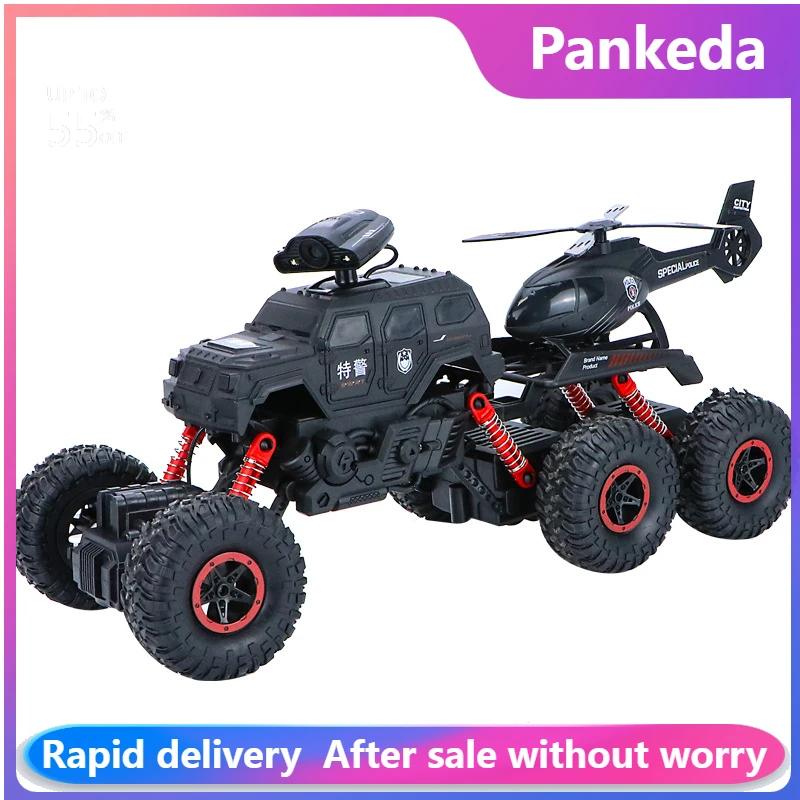 NEW Sturdy Radio Control Off-Road Vehicle/Truck Toy 6 Wheels RC Car with Helicopter High Speed Stunt Toys for Children and Kids