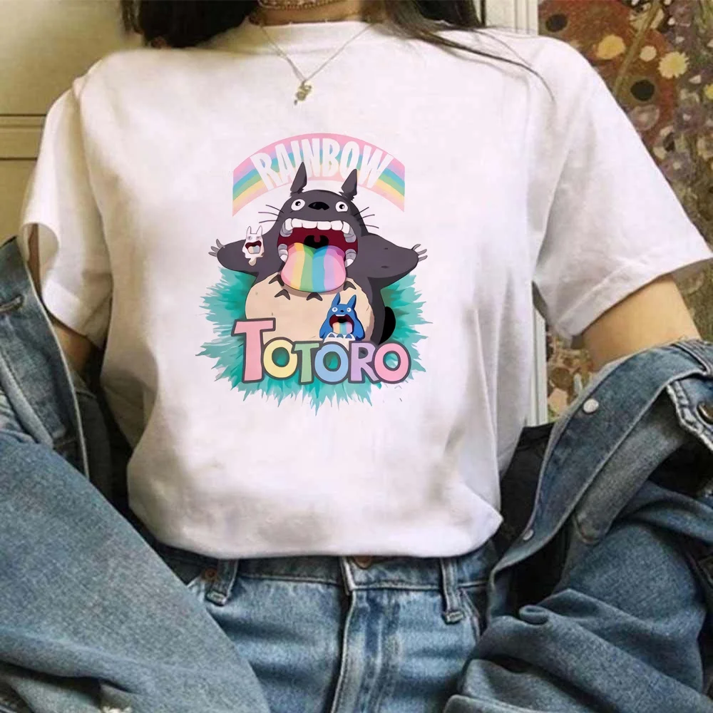 

Hayao Miyazaki's Cute T-shirt Pattern, Fashionable Totoro, Casual, Loose, Short-sleeved, Cute Anime T-shirt for Ladies in Haraju