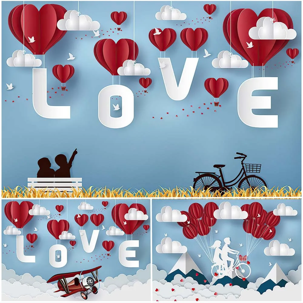 

Mocsicka Valentine's Day Backdrops for Photography Wallpaper February 14th Love Anniversary Party Decor Wedding Background Props