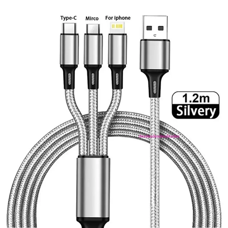 

USB-кабель 3 в 1 с нейлоновой оплеткой для быстрой зарядки