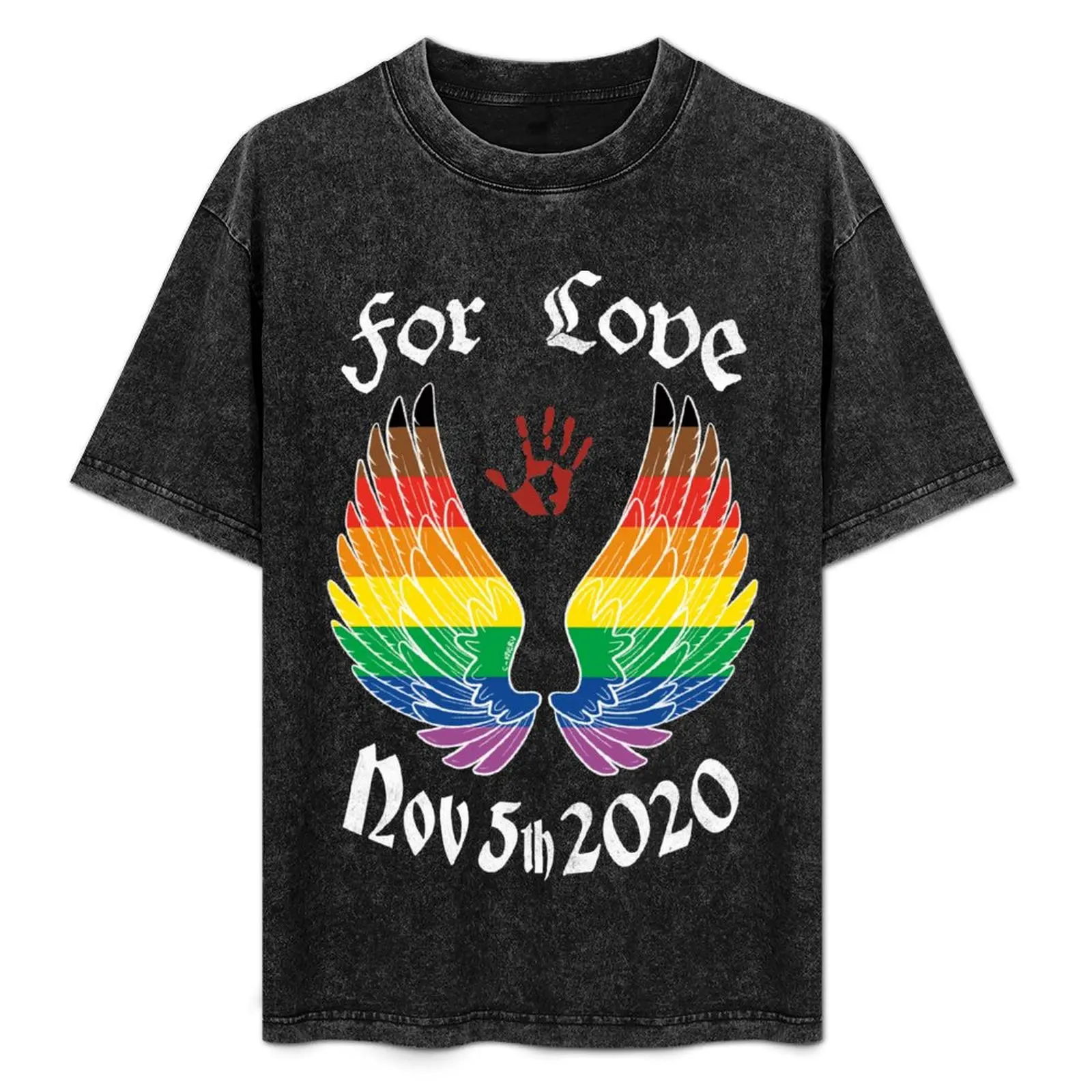 

For Love (Pride colors with white lines and font) T-Shirt sweat summer tops plus size tops summer top black t shirts for men