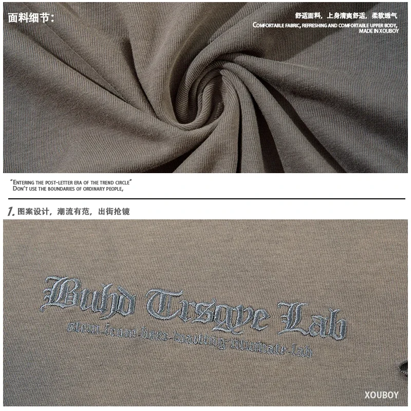 Beianji Men o-neck long sleeve destroy T-shirt male fashion vintage hiphop loose wash top small hole waste soil wind long tee