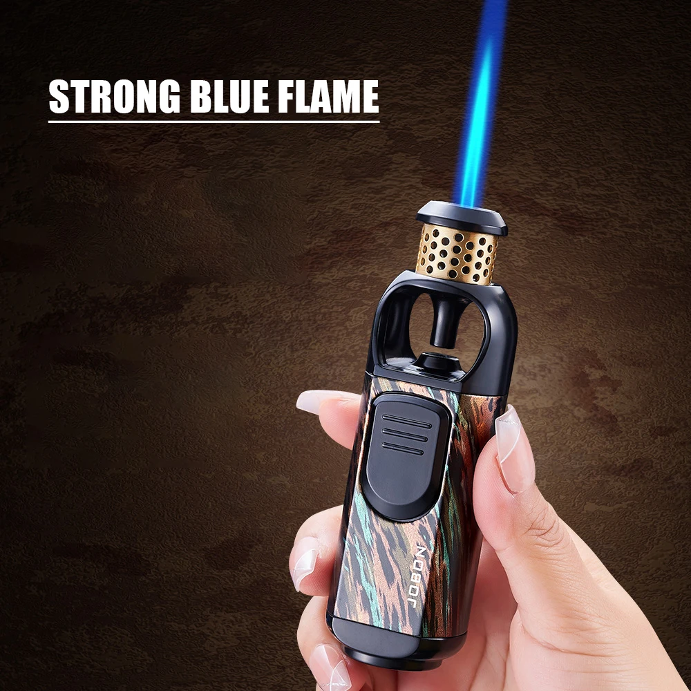 JOBON Strong Single Blue Flame Lighter Metal Body Adjustable Flame Outdoor Ignition Tool
