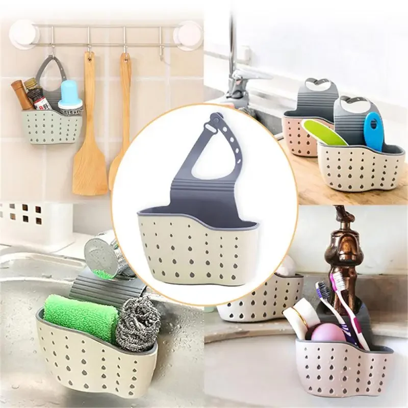 1pc Kitchen Sink Holder Hanging Drain Basket Adjustable Soap Sponge Shelf Organizer Bathroom Holder Rack Kitchen Accessories