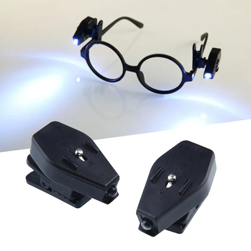 2Pcs Flexible Book Reading Lights Night Light For Eyeglass and Tools Mini LED Eyeglass Clip On Universal Portable Led Lights