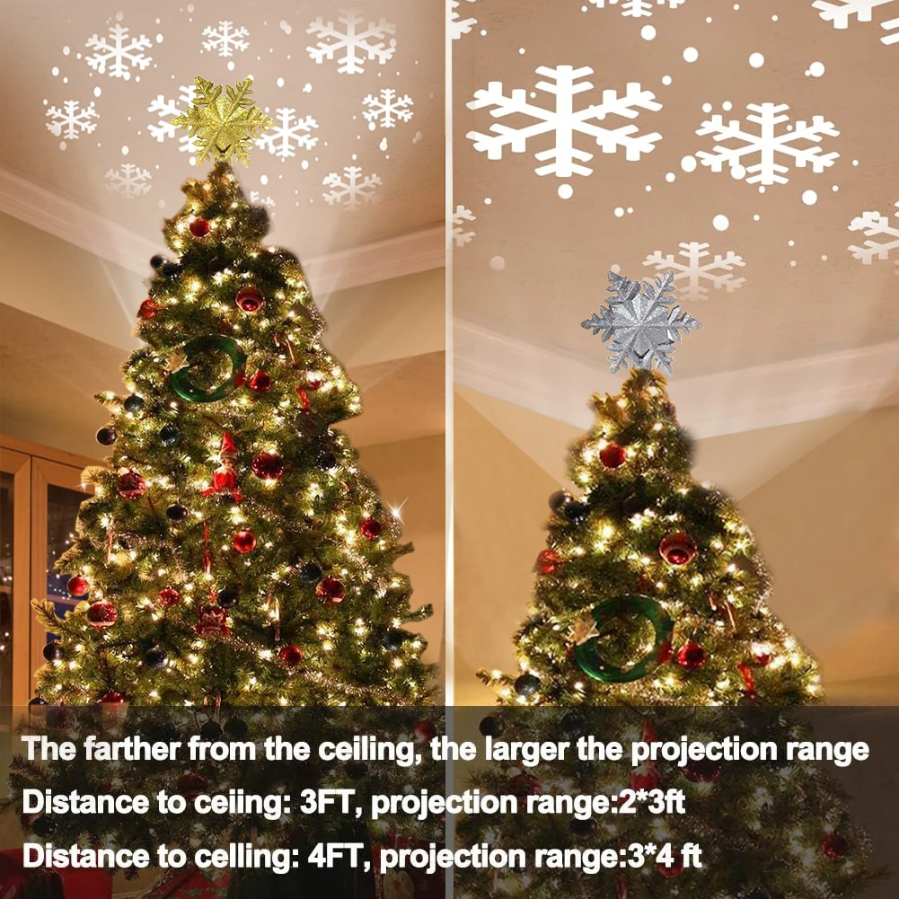 

LED Christmas Tree Topper Star with LED Copper Projector Lights Merry Christmas Tree Decor for Home Navidad Ornaments drop ship