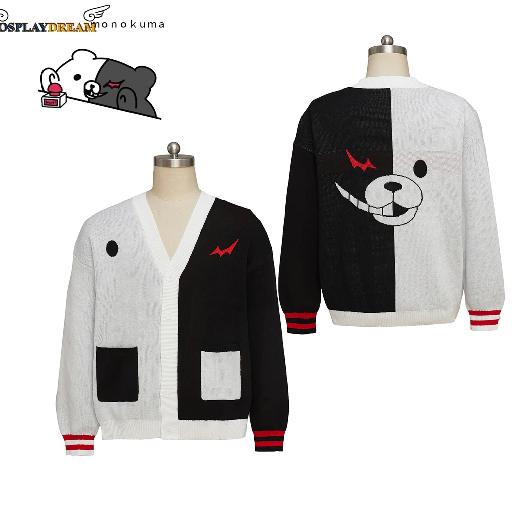 

Anime Cosplay Monokuma Costumes Monokuma Sweatshirt Black and White Bear Jacket Coat women men Fall Winter Sweater