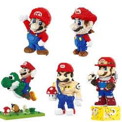 Mario Figure Micro Building Blocks Super Mario Yoshi Luigi Bros Scene DIY Assembly Puzzle Mini Bricks Toys for Christmas Gift