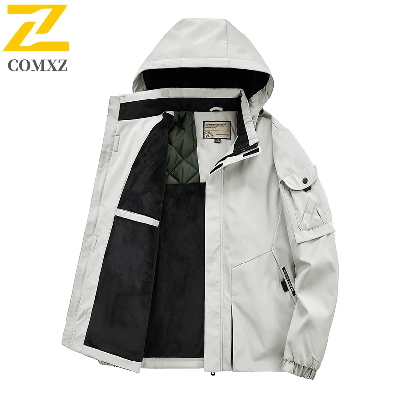 

Men's Jacket Winter Fleece Lined Windproof Warm Hooded Outdoor Travel Coats Camping AdventureTrekking Waterproof Sports Coat
