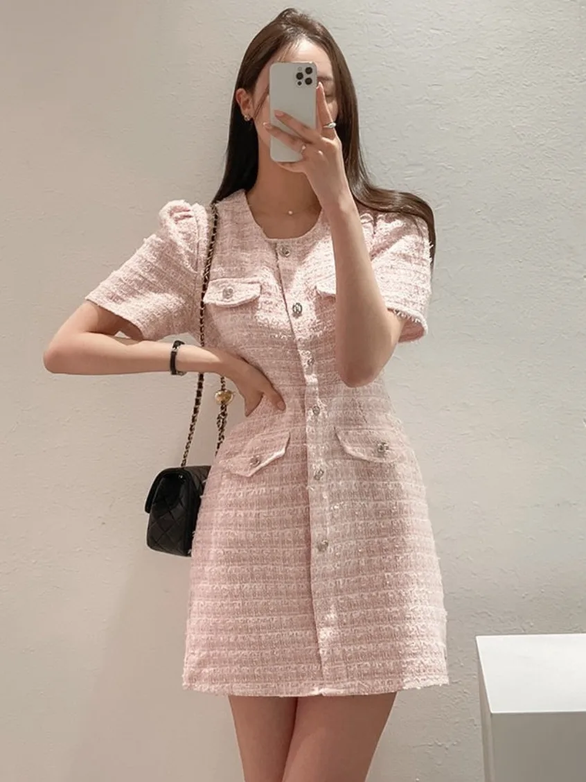 Chic rotondo Ne Bubble Sve ort Dr Slim Fit lana pesante metallo Bule Casual Primavera Autunno Inverno Donna Dr