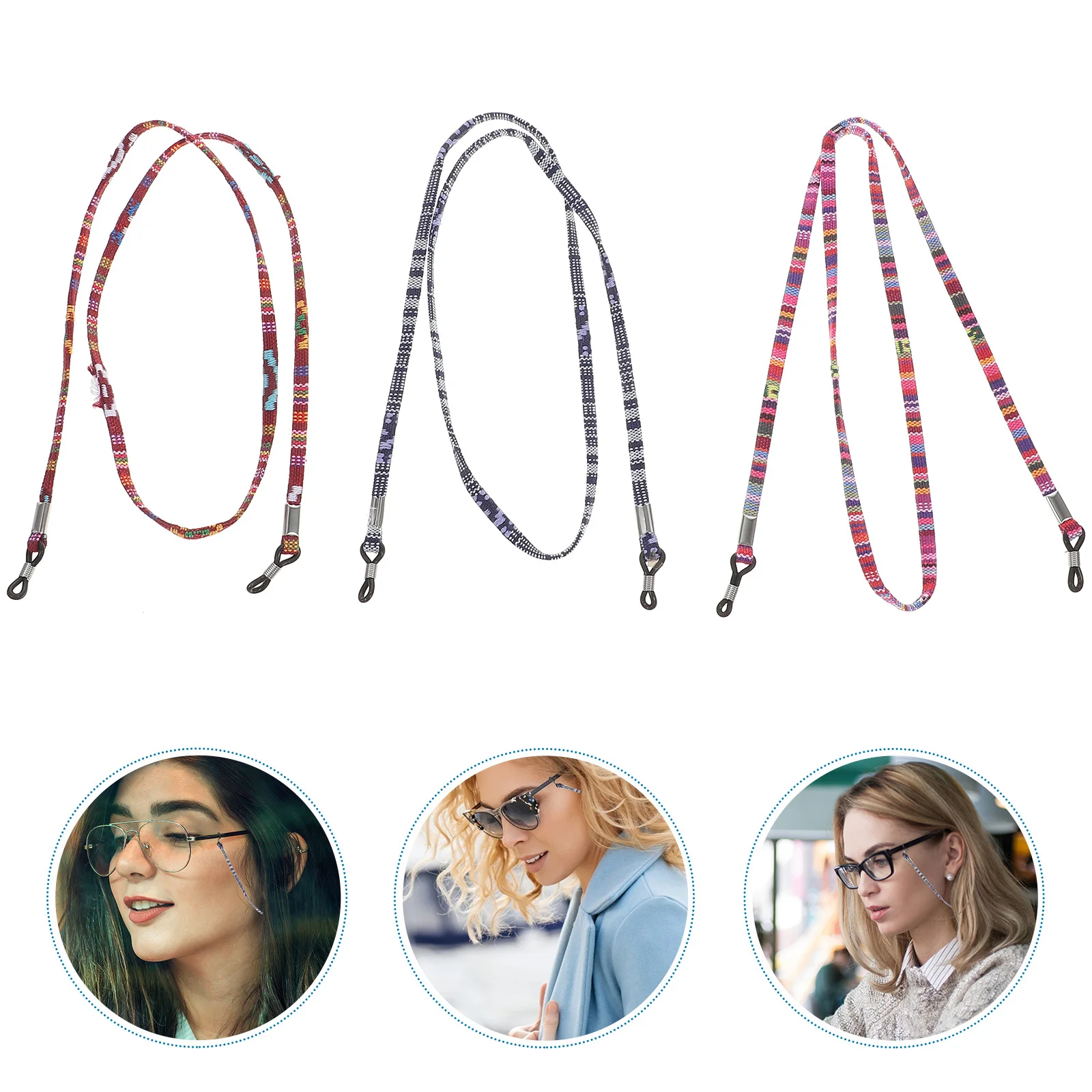 Porte-lunettes avec lanière pour lunettes de soleil, 6 pièces, retenue de cou légère, chaîne de lunettes à la mode pour hommes et femmes