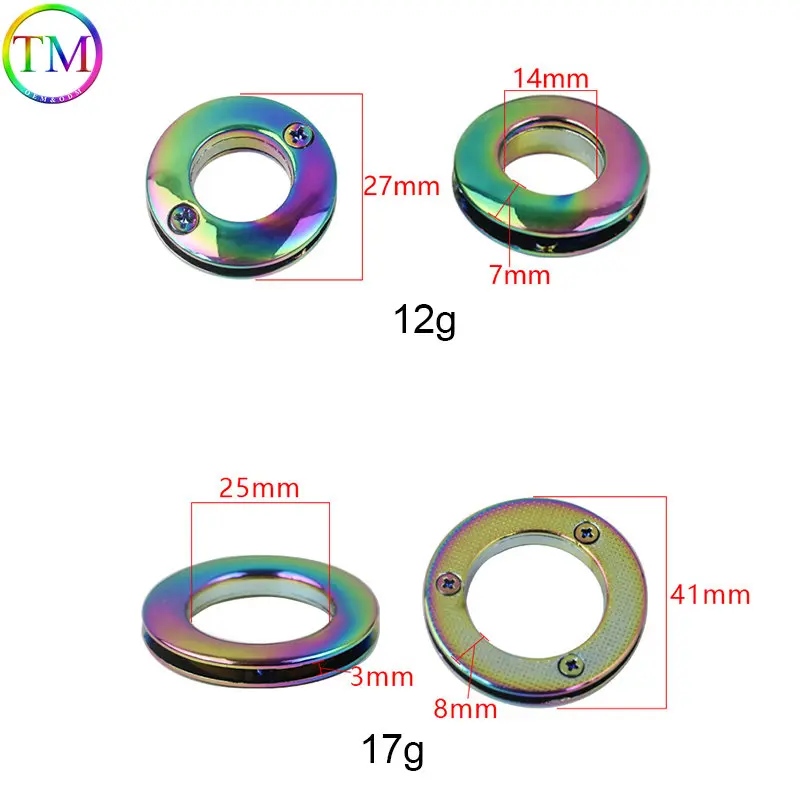 4mm 6mm 10mm 25mm Rainbow Hole Metal Eyelets Grommets With Round Ring Eye Hole For Diy Bags Clothing Belt Hat Shoes Leathercraft