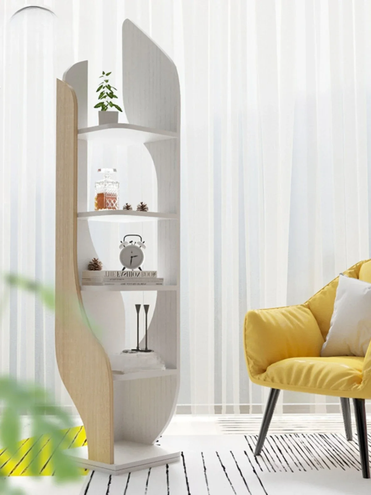 Floor-to-ceiling bookshelf living room Nordic multi-layer shelf simple bookcase