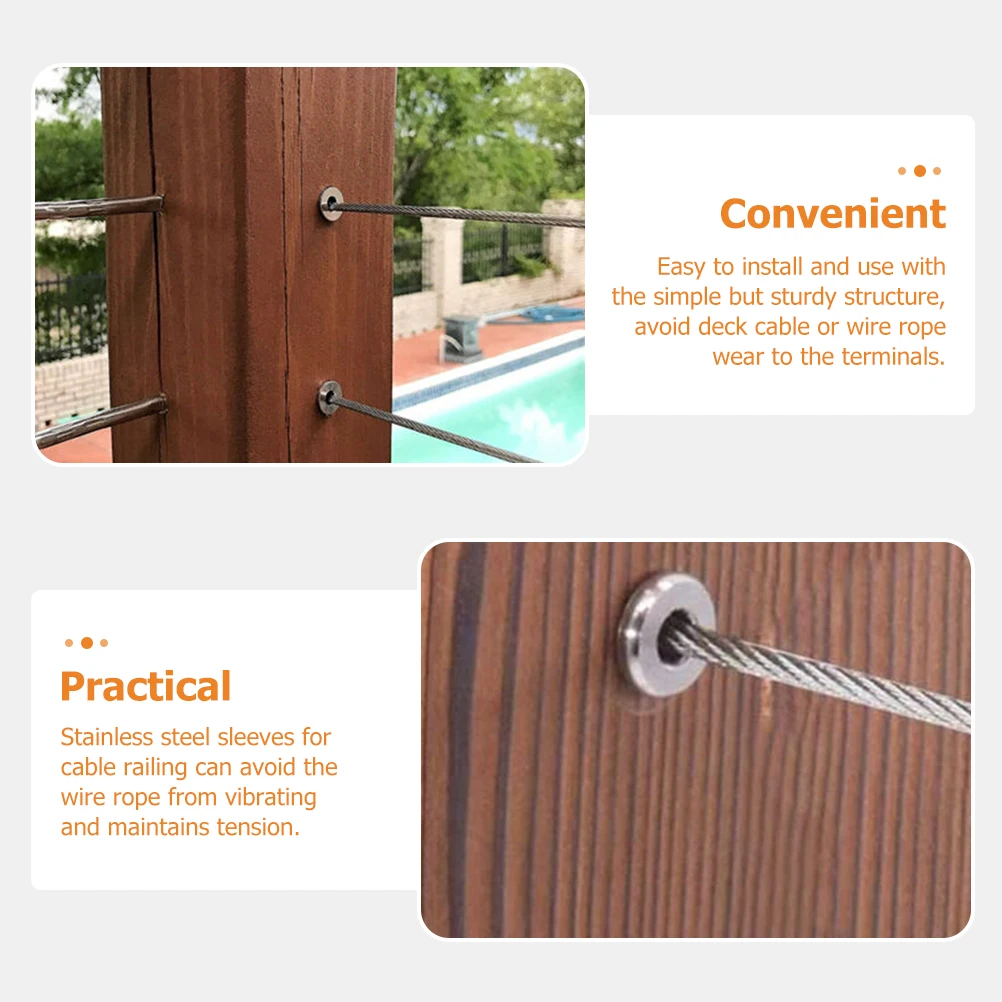 

20 шт., кабельные перила из нержавеющей стали, рукава, трос, защита для лестницы, вибрация, простая установка, сделай сам