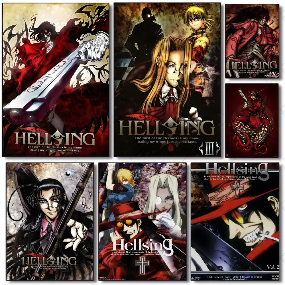 Classic Dark Action Anime H-Hellsing Poster Poster Painting Wall Art Mural for Living Room Home Decor and Gifts