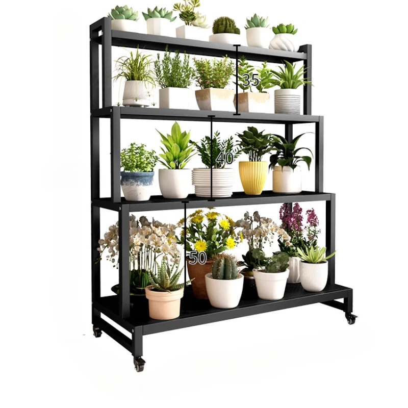 Movable Luxury Flower Shelf Balcony Tiered Wrought Iron Party Flowers Stand Table Universal Scaffale Per Piante Home Furniture image 6