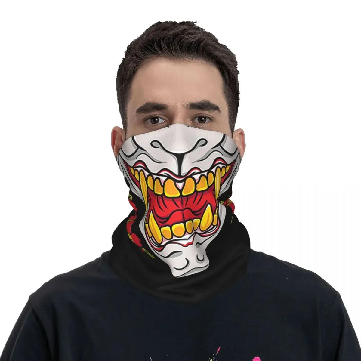 Hannya Bandana Neck Gaiter Printed Face Scarf Warm Cycling  Outdoor Sports Unisex Adult All Season