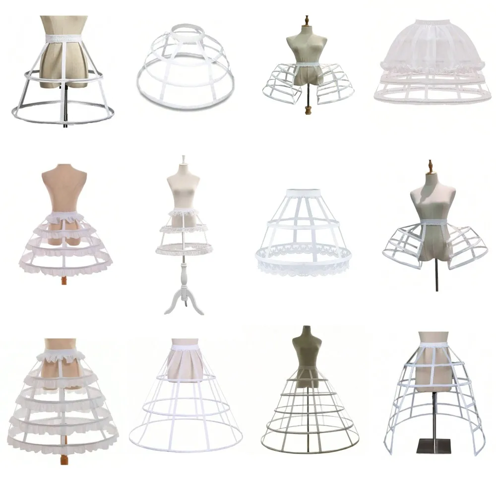Women's White All Season Summer Crinoline Underskirt 2/3/4/5 Hoops Or Cage For Baroque Rococo Style For Wedding Party Perfor