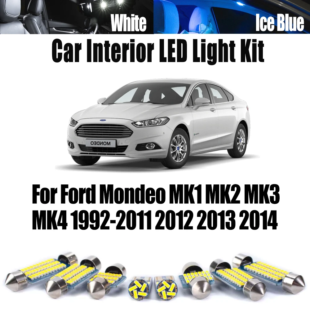 

Canbus Car License Plate Bulbs LED Interior Ceiling Map Light Kit For Ford Mondeo MK1 MK2 MK3 MK4 1992-2010 2011 2012 2013 2014