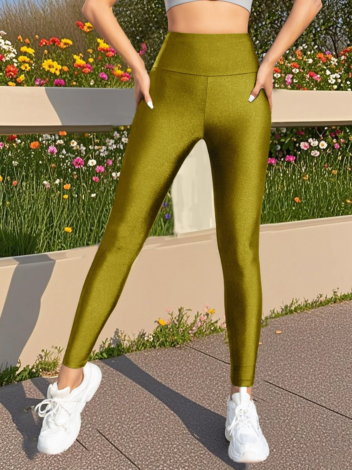 Spring And Summer New Dopamine Colored High Waisted Cropped Pants With High Elasticity Solid Color Tight Leggings For Women