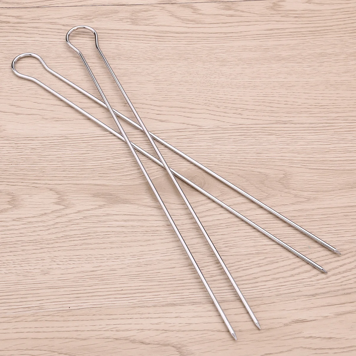 6pcs Stainless Steel BBQ Skewer Set Reusable Kebob Skewers Grilling Sticks Barbecue Roast Needles bbq skewers stainless steel