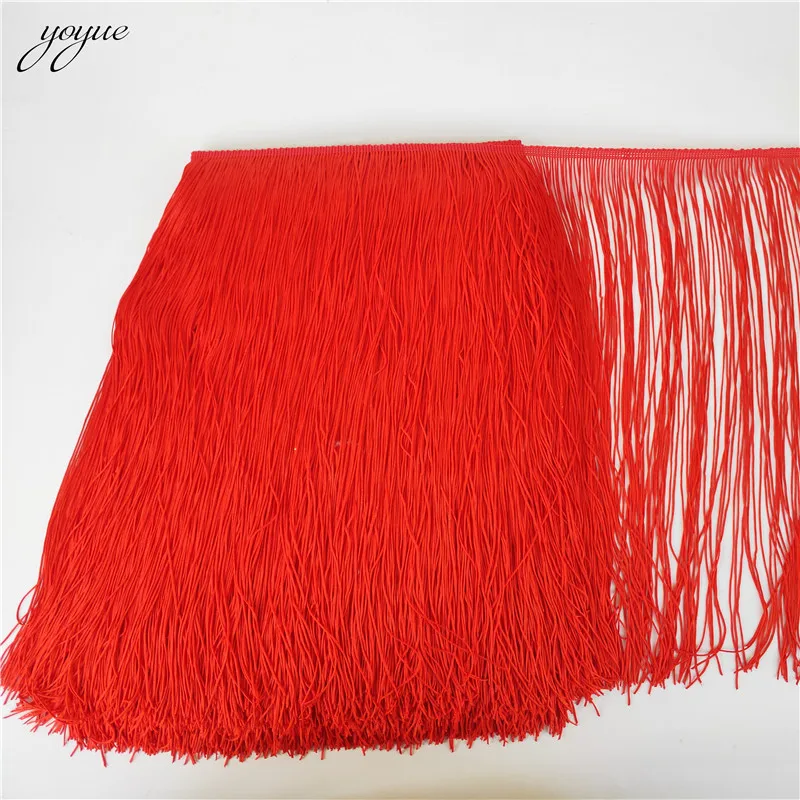 YOYUE 2-10 Yards 100CM Long Lace Fringe Trim Tassel Fringe Trimming For Diy Latin Dress Stage Clothes Accessories Lace Ribbon