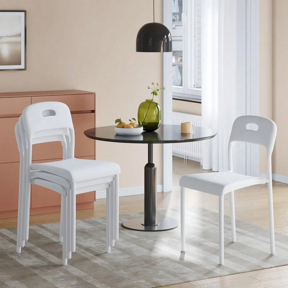 

Dining Chairs Set, Stackable Modern Kitchen Chairs, Plastic Dining Room Chair With Metal Legs, Easy Assembly, Waterproof