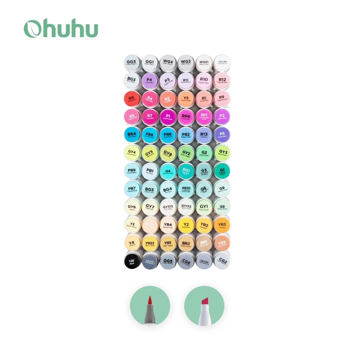 Ohuhu Honolulu 72 Colors Marker Pen Set Oily Alcohol Art Markers Dual Brush Felt Pen Sketching Drawing Manga School Art Supplies