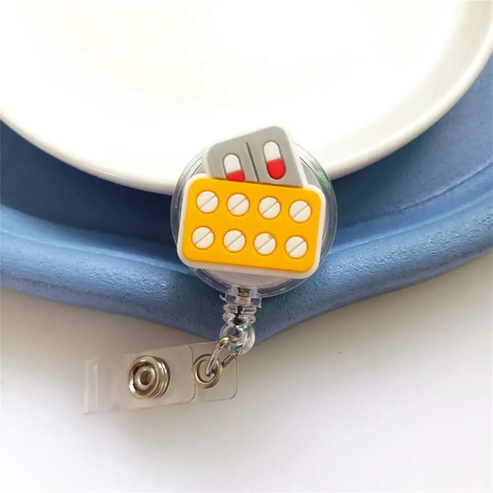 ID Card Holder Nurse Badge Reel Name Tag Chest Card Retractable Badge Holder Work Card Cartoon Easy Pull Buckle