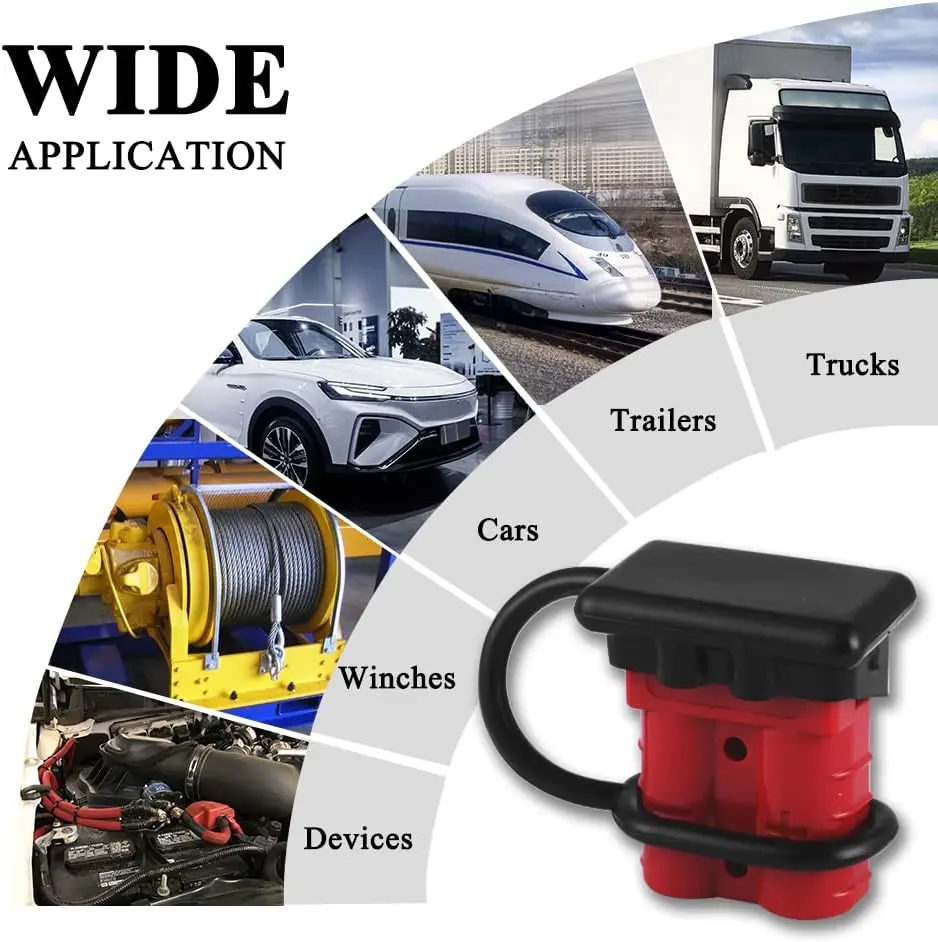 2PCS Anderson Connector Plug with Rubber Dustproof Cap 50A/120A/175A/350A Winch Electrical Power Cables Charging Plug