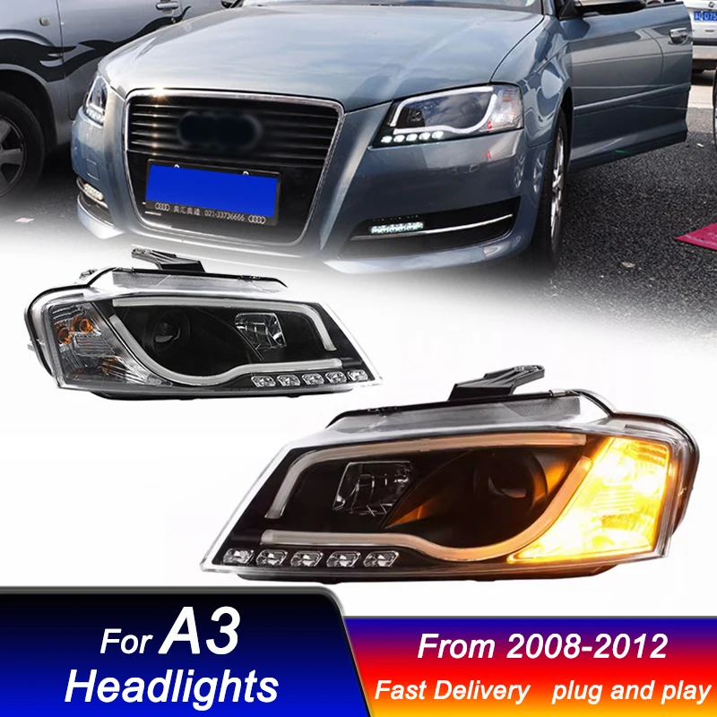 

Автомобильные фары для Audi A3 2008-2012 новый стиль светодиодный DRL динамический сигнал фара Bi Xenon Beam аксессуары