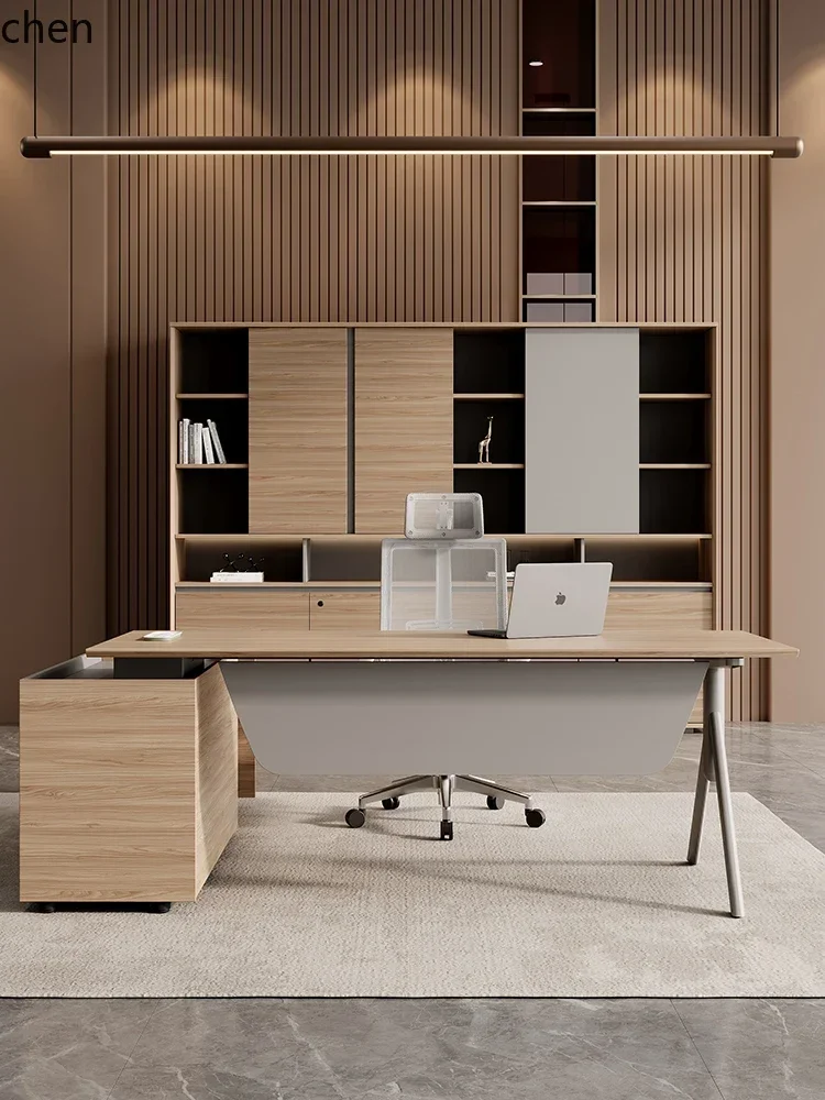 DSAsupervisor desk simple modern manager office desk with side cabinet table and chair combination light luxury high sense
