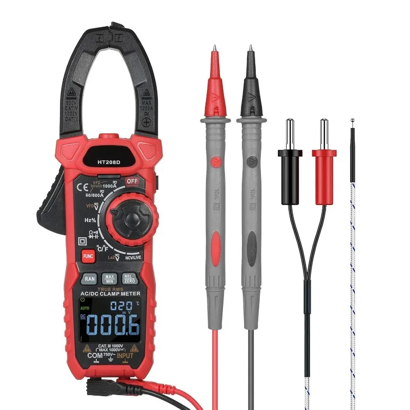 AC/DC Digital Clamp Meter 1000A True RMS Auto Range Professional Multimeter, 6000 Counts, Inrush