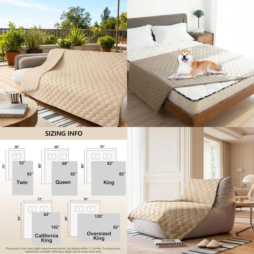 

Extra Strong Waterproof Pet Blanket, Reversible Cover for Dogs and Cats, 82x120 Inches, Beige