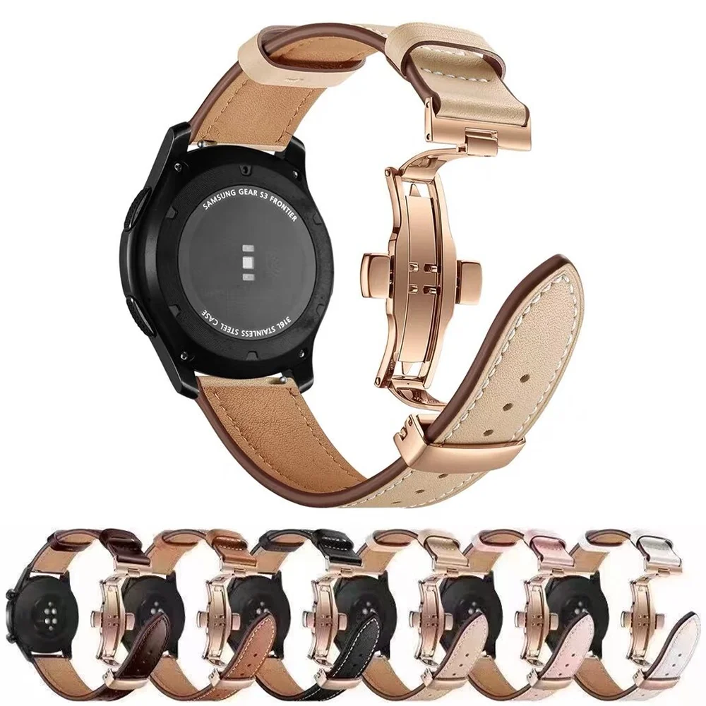 

20mm 22mm Genuine Leather Band For Samsung Galaxy watch 4/5/pro/6 classic 47mm Active 2 bracelet correa Huawei GT/2e/3 Pro strap