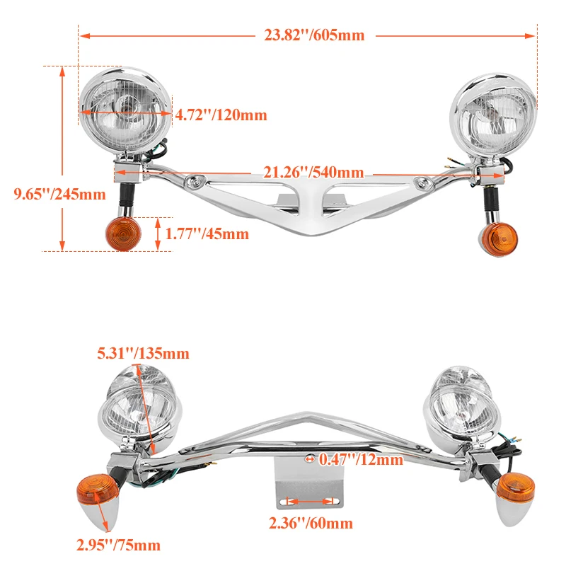 Motorcycle Passing Turn Signal Light Bar Fog Lamp Chrome For Honda VT 400 VT 600 CD For Yamaha V-Star 400 XVS 650 DragStar 400