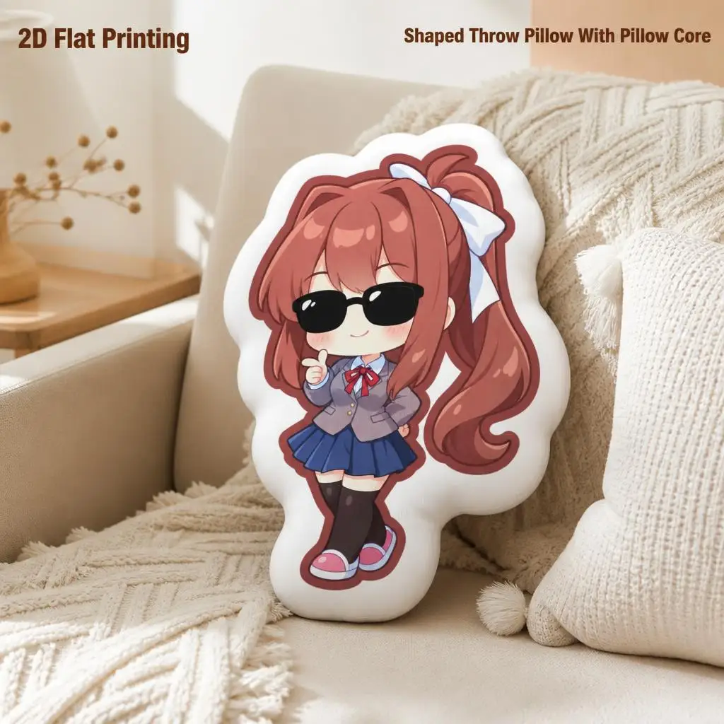 Yuri Natsuki Monika DDLC Sayori Cute Plush Pillow Cushion Irregular Stuffed Throw Pillows for Home Decor Gift Sofa Couch Bed