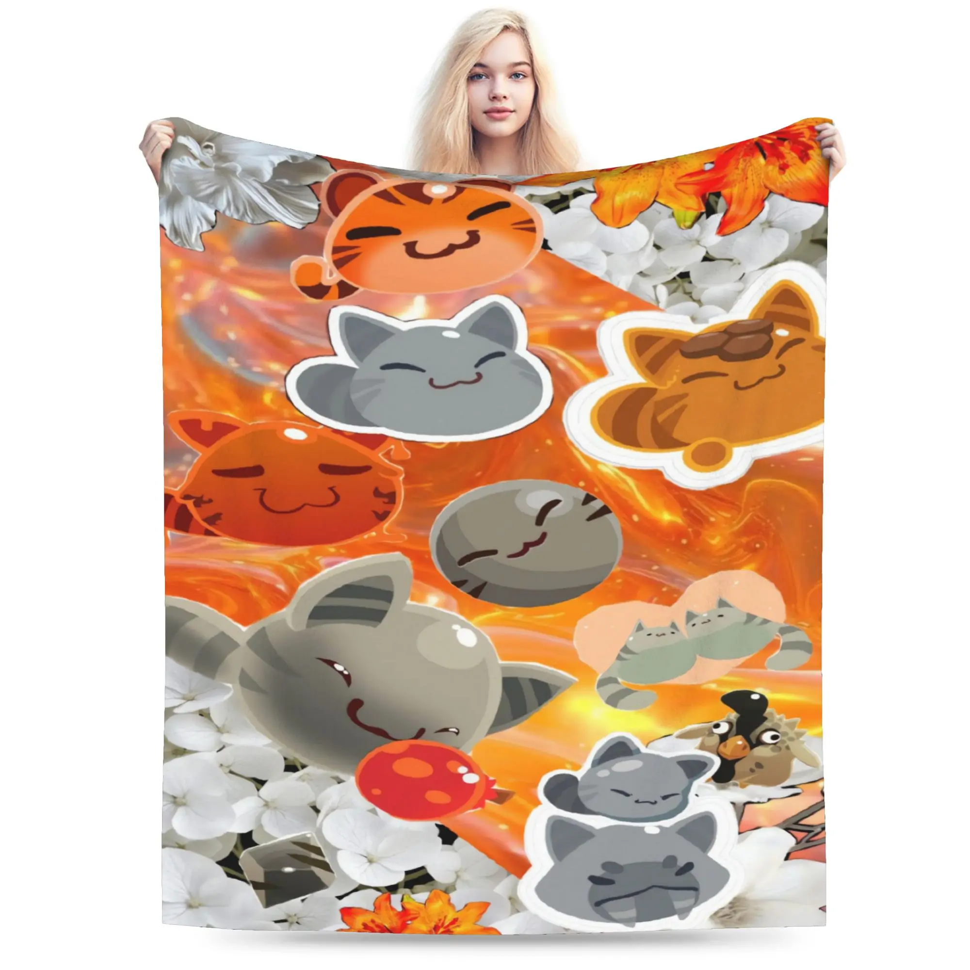 Warm Orange Slime Rancher Blanket Quality Super Warm  Throw Blanket Spring Students Couch Bed Street Trend Bedspread
