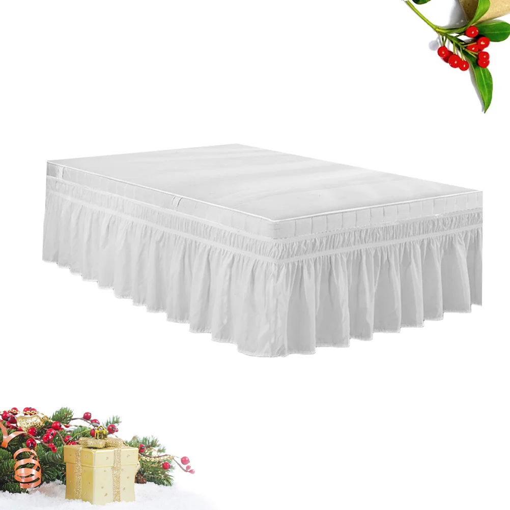 

Bed Ruffles 100x200cm White Polyester Material Soft Fadeless Wrinkle Free Elastic Band Easy to Use Full Bed Cover